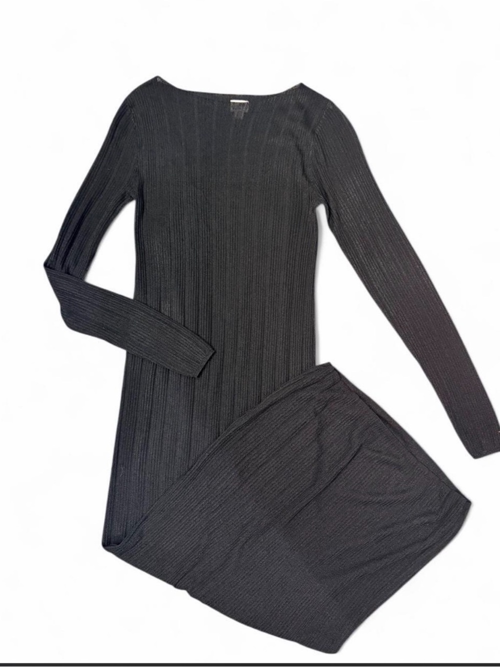 a new day Black Long Sleeve Ribbed Knit Dress